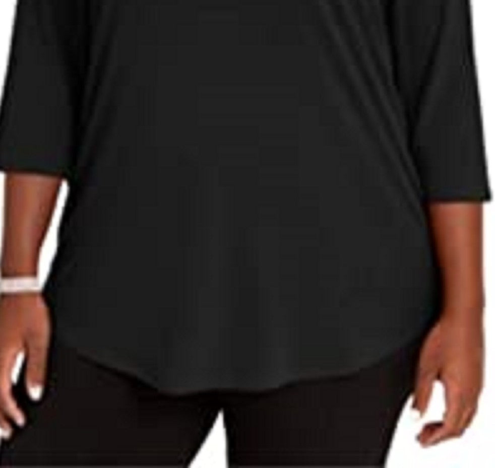 Túnica feminina plus size com acabamento em diamante e ombros descobertos, preta, tamanho extra grande