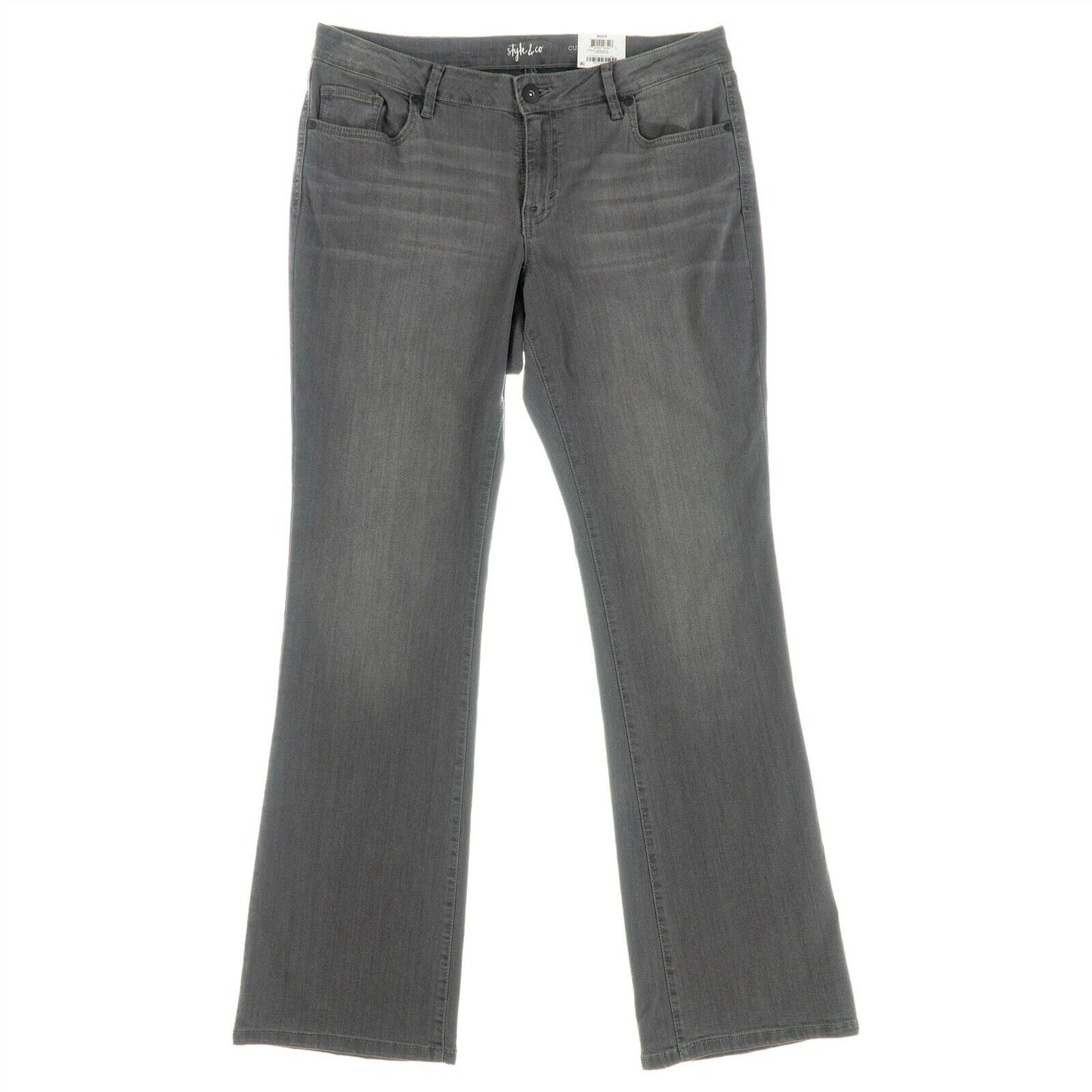 Calça jeans feminina estilo curvy-fit bootcut cinza tamanho 12 da Style &amp; Co