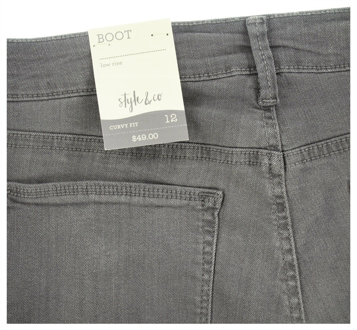 Calça jeans feminina estilo curvy-fit bootcut cinza tamanho 12 da Style &amp; Co