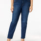 Jeans feminino plus size com controle de barriga e perna reta, estilo &amp; co, azul escuro, tamanho 24