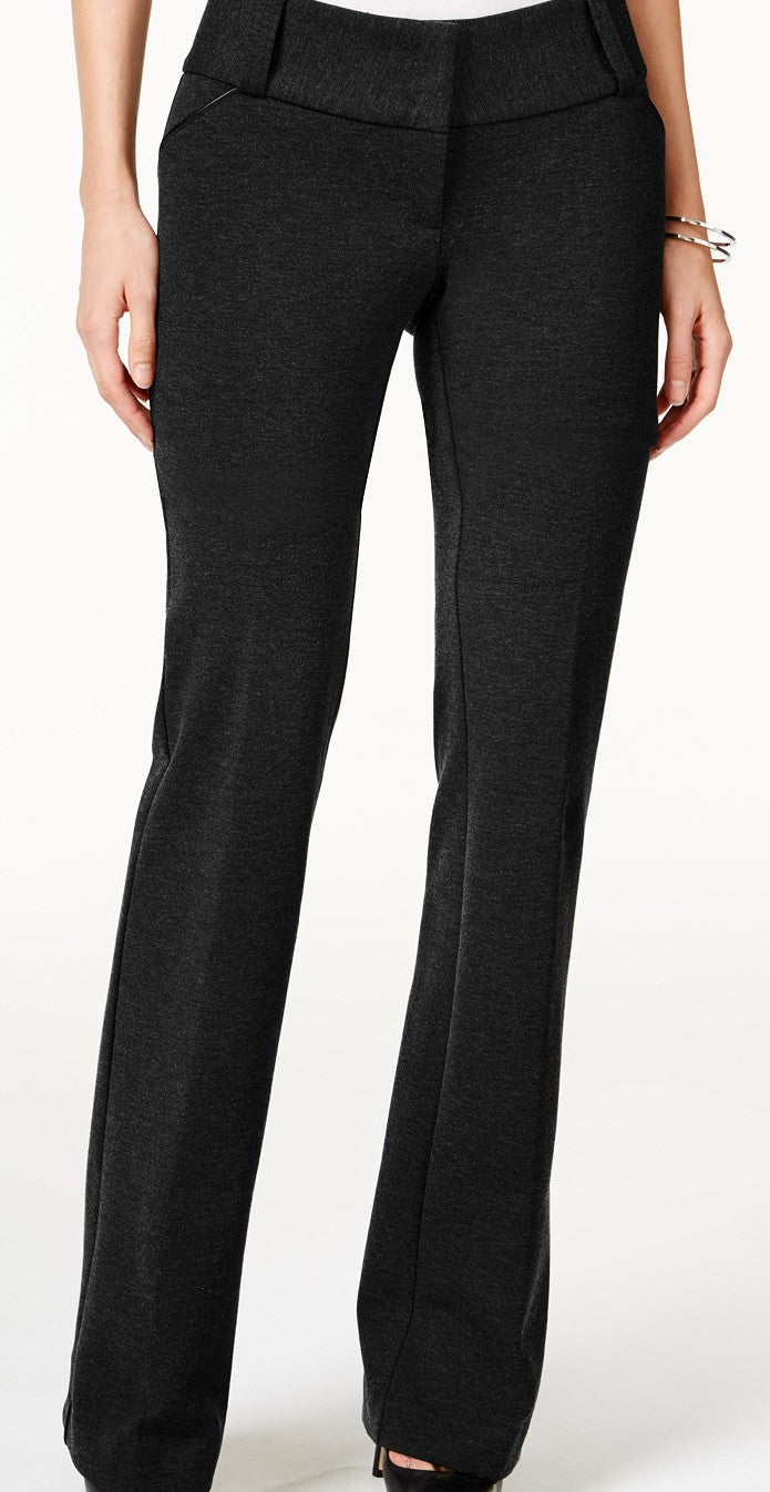 Calça feminina Alfani Petite com acabamento em couro sintético e perna larga, tamanho 20X5, azul