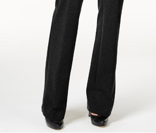 Calça feminina Alfani Petite com acabamento em couro sintético e perna larga, preta, tamanho 14PS