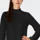 Suéter feminino Charter Club com gola alta e costura mista, preto, tamanho grande