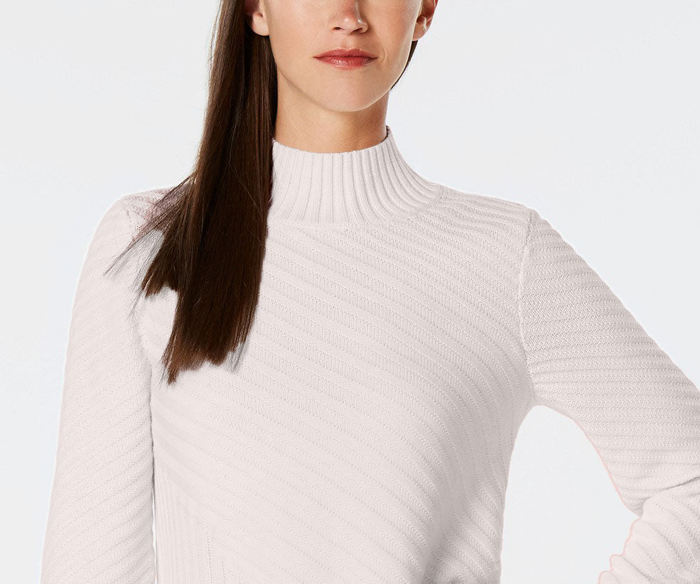 Suéter feminino Charter Club com gola alta e costura mista, tamanho natural grande