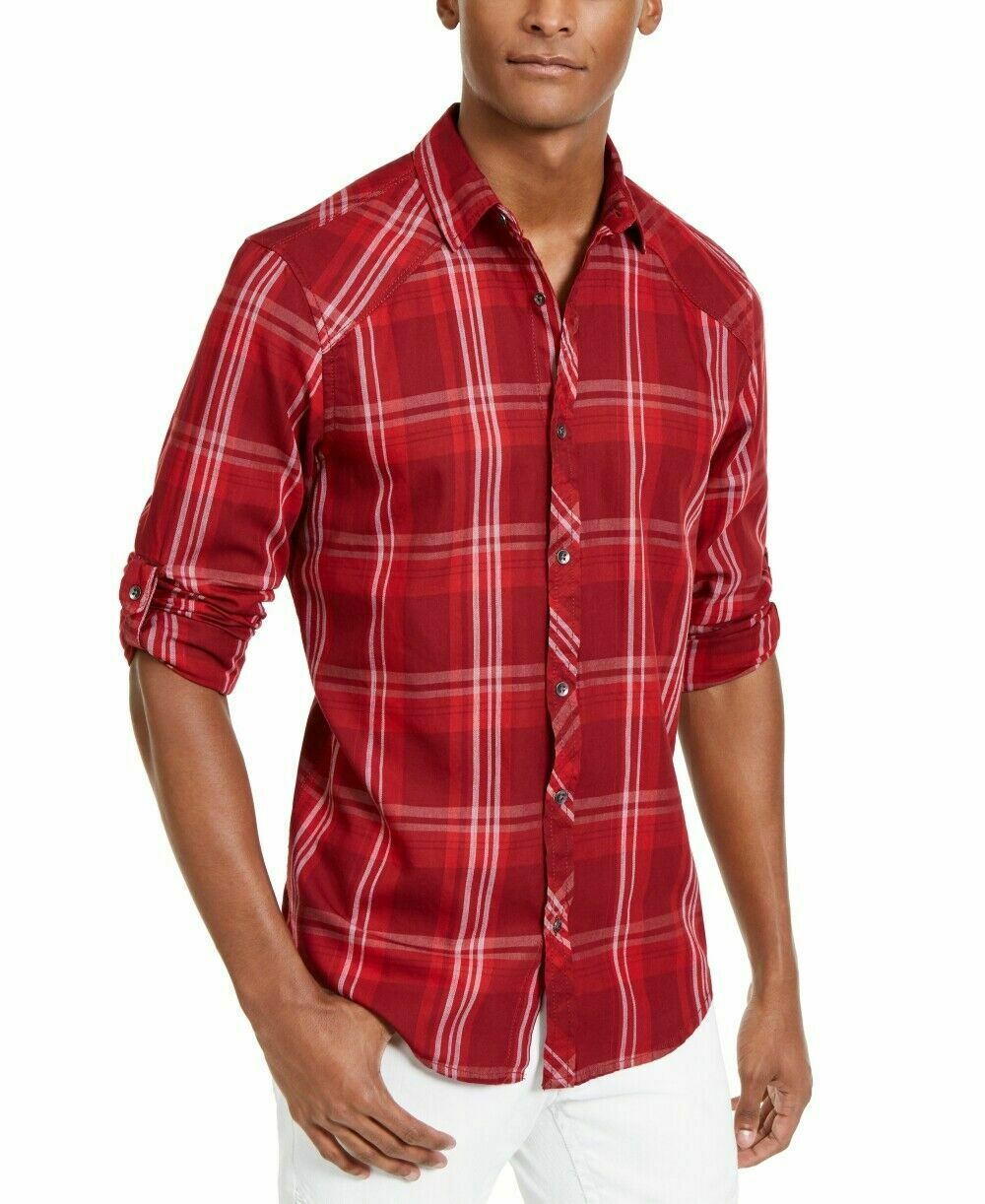 Camisa xadrez masculina Marc da INC International Concepts vermelha tamanho grande