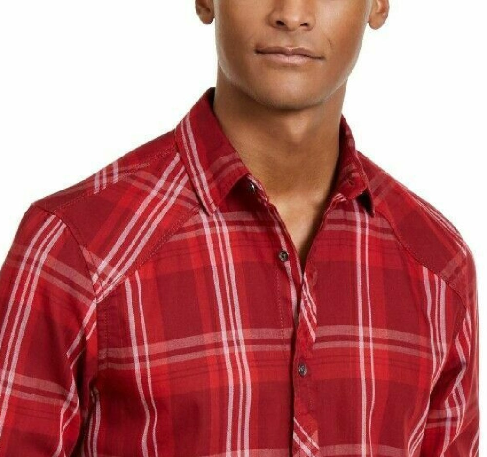 Camisa xadrez masculina Marc da INC International Concepts vermelha tamanho grande