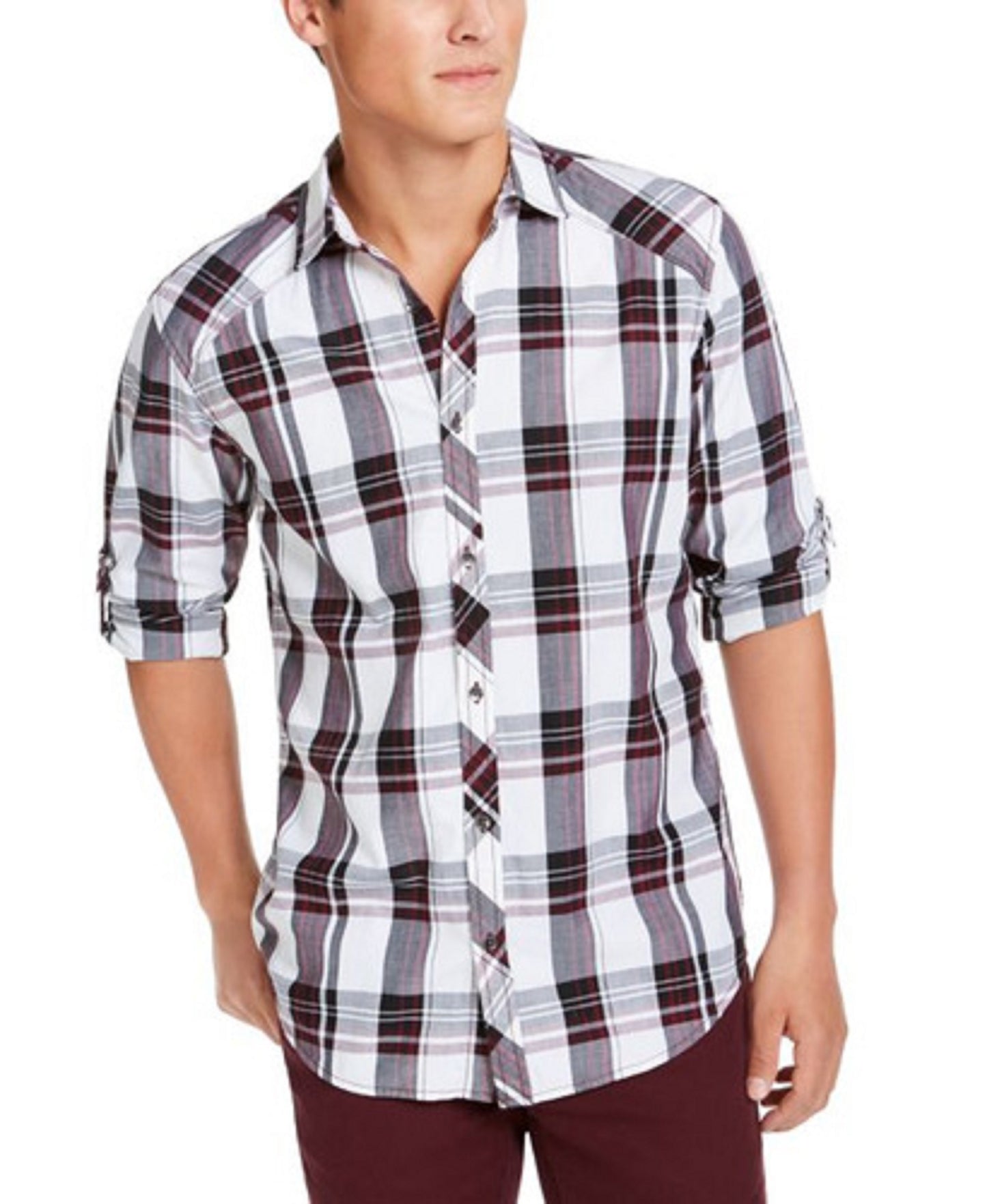 Camisa xadrez masculina Marc da INC International Concepts vermelha tamanho pequeno