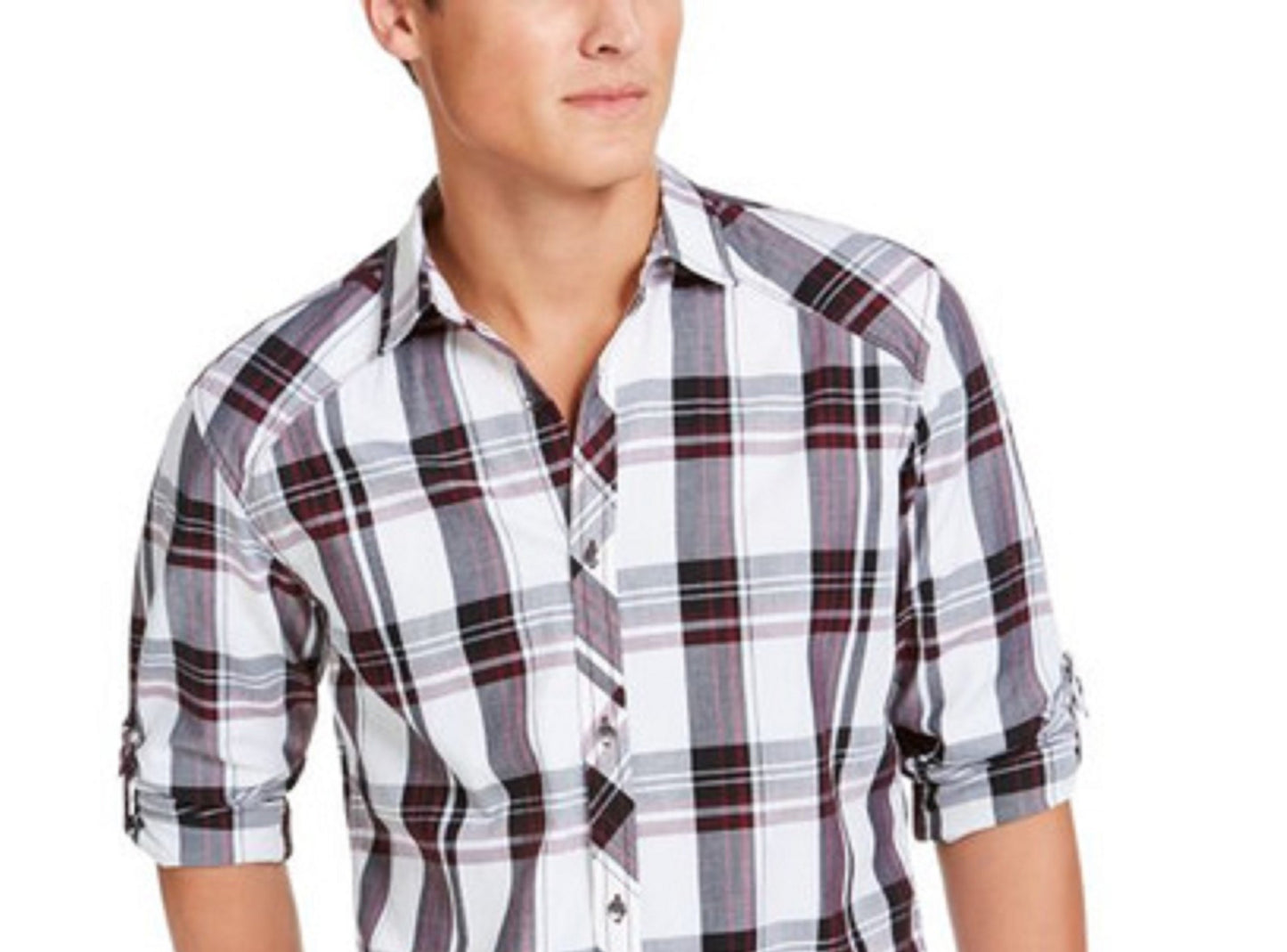 Camisa xadrez masculina Marc da INC International Concepts vermelha tamanho pequeno