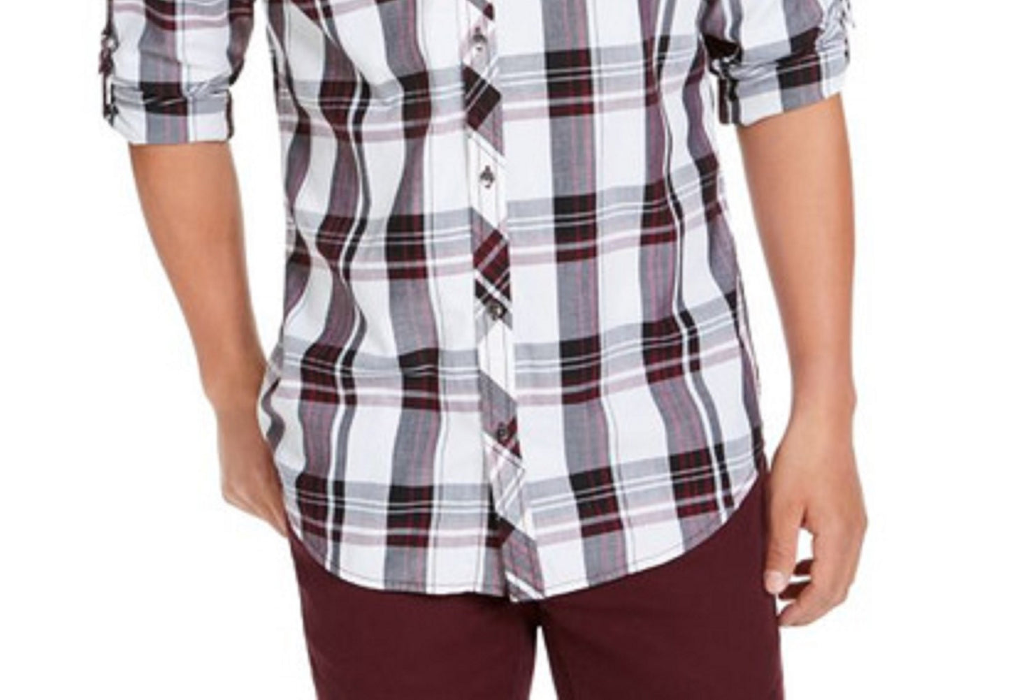 Camisa xadrez masculina Marc da INC International Concepts vermelha tamanho pequeno