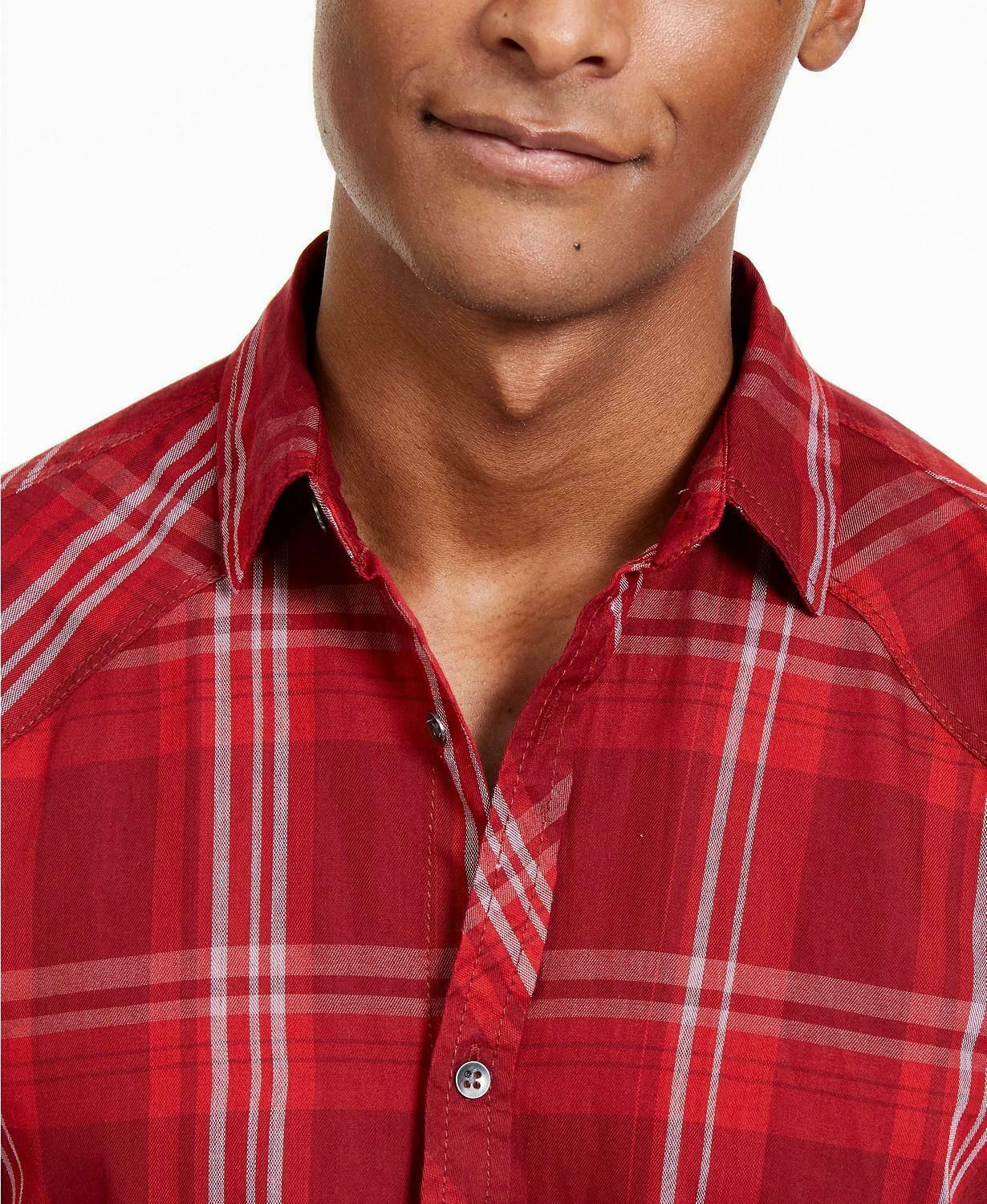 Camisa xadrez masculina Marc da INC International Concepts vermelha tamanho 2 extra grande