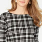Blusa feminina Charter Club de algodão Pima com estampa de botões e ombros, preta, tamanho pequeno médio