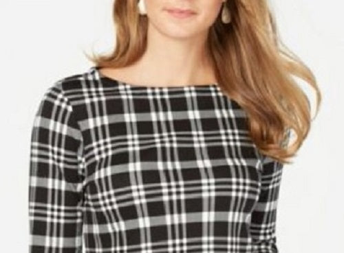 Blusa feminina Charter Club de algodão Pima com estampa de botões e ombros, preta, tamanho pequeno médio