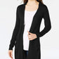 Cardigan feminino longo de malha aberta na frente, tamanho extra pequeno, preto, Maison Jules