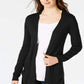 Cardigan feminino longo de malha aberta na frente, tamanho extra pequeno, preto, Maison Jules