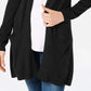 Cardigan feminino longo de malha aberta na frente, tamanho extra pequeno, preto, Maison Jules