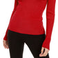 INC International Concepts Feminino Embelezado Malha Canelada Gola Alta Vermelho Tamanho Grande