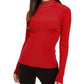 INC International Concepts Feminino Gola Alta em Malha Canelada Embelezada Vermelho Tamanho 2 Extra Grande