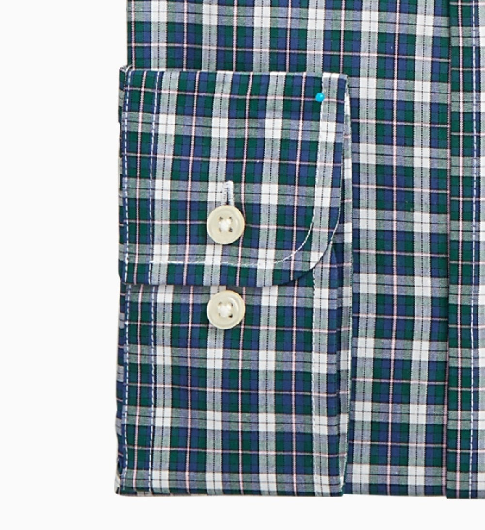 Camisa social masculina Club Room, corte regular, estampa xadrez, verde, tamanho 18x34x35