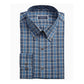 Camisa social masculina Club Room Classic/Regular Fit Stretch Blackwatch Tartan Azul Tamanho 32-33