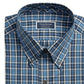 Camisa social masculina Club Room Classic Fit Stretch Blackwatch Tartan, azul marinho, tamanho 17-32-33