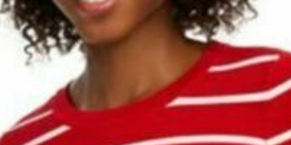 Suéter feminino listrado com acabamento em laço Maison Jules vermelho brilhante tamanho extra pequeno