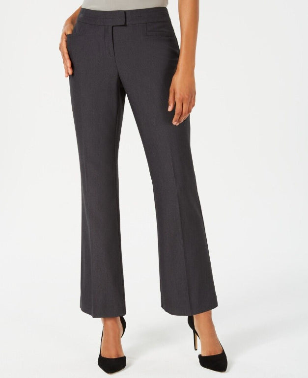 Calças femininas JM Collection Petite com aba estendida, tamanho 10, cinza