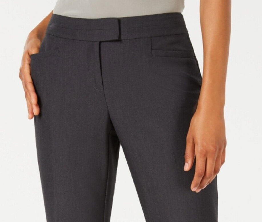 Calças femininas JM Collection Petite com aba estendida, tamanho 10, cinza