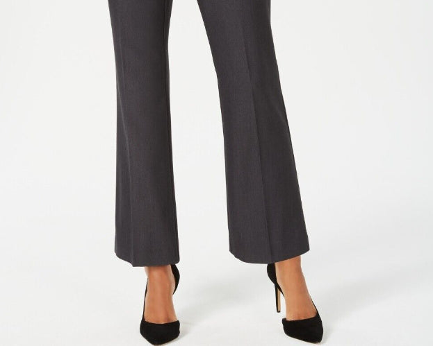 Calças femininas JM Collection Petite com aba estendida, tamanho 10, cinza