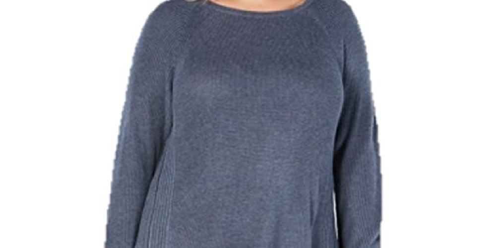 Suéter túnica feminino pequeno de malha waffle com zíper lateral, tamanho azul-marinho, extra grande, da INC International Concepts