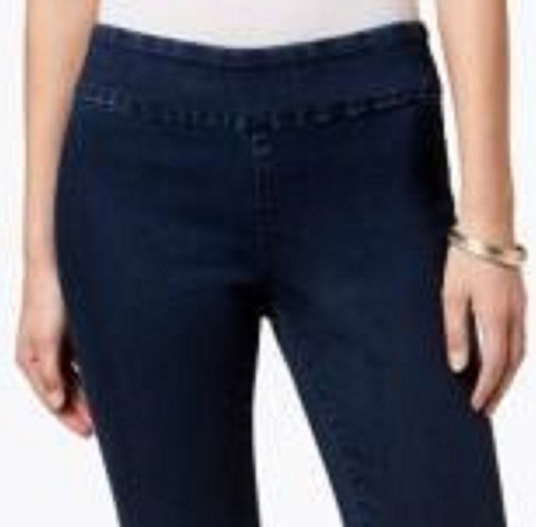 Calça jeans feminina Charter Club Petite Pull-On Slim Leg Azul Médio Tamanho 4