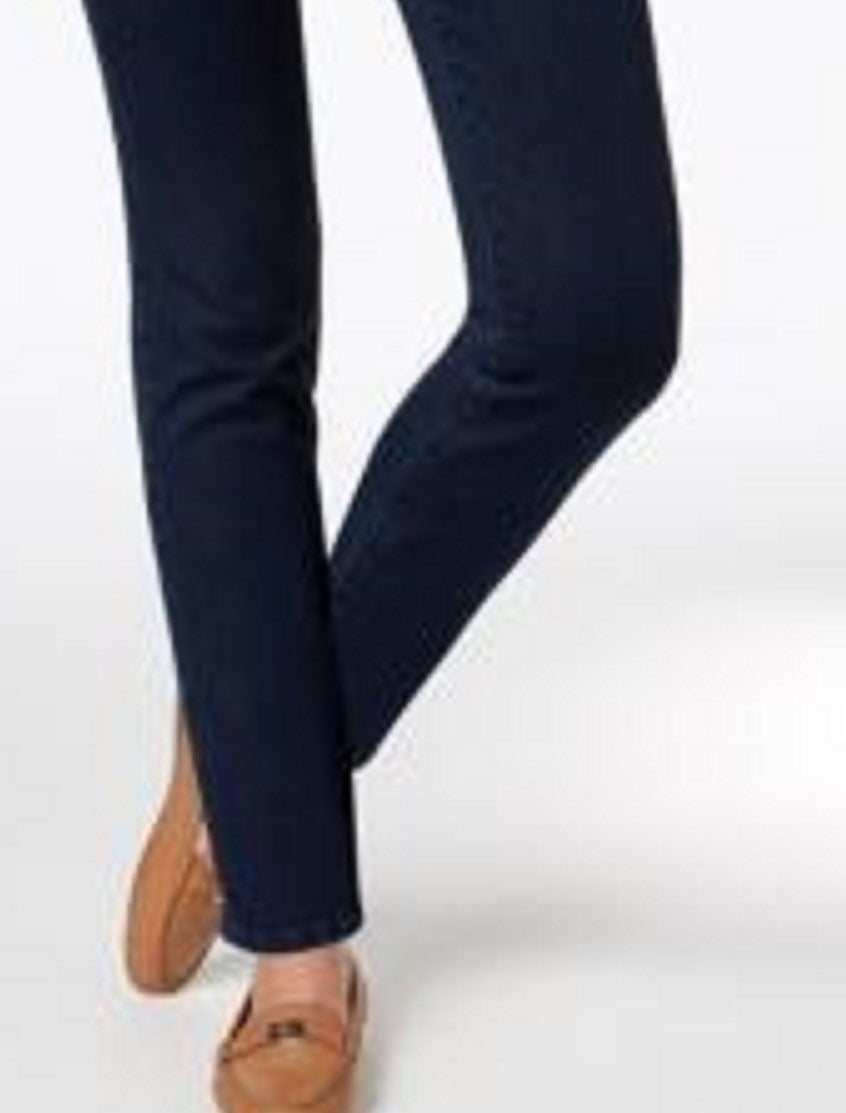 Calça jeans feminina Charter Club Petite Pull-On Slim Leg Azul Médio Tamanho 4