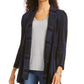 Cardigan feminino xadrez jacquard estilo &amp; co, azul escuro, tamanho extra pequeno