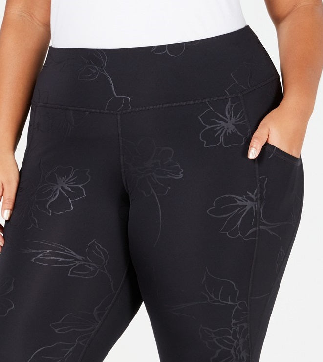 Leggings femininas Ideology Plus Size com estampa floral em tons pretos tamanho XXX-G