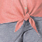 Camisa feminina Charter Club de linho com botões e amarração frontal, tamanho laranja, extra grande
