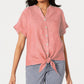 Camisa feminina Charter Club de linho com botões e amarração frontal, tamanho laranja, extra grande