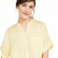 Camisa feminina Charter Club de linho com amarração frontal e botões, amarela, tamanho pequeno