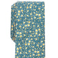 Gravata fina masculina com estampa floral em aquarela Bar III, tamanho regular, azul marinho