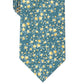 Gravata fina masculina com estampa floral em aquarela Bar III, tamanho regular, azul marinho