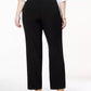 Calça feminina plus size e petite da coleção JM Collection, corte reto e curvilíneo, preta, tamanho 22