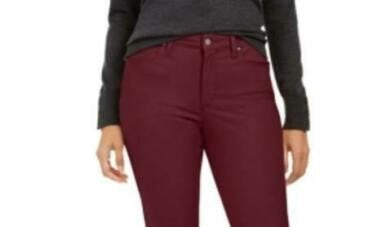 Calça jeans feminina Lexington reta Charter Club vermelha tamanho 4