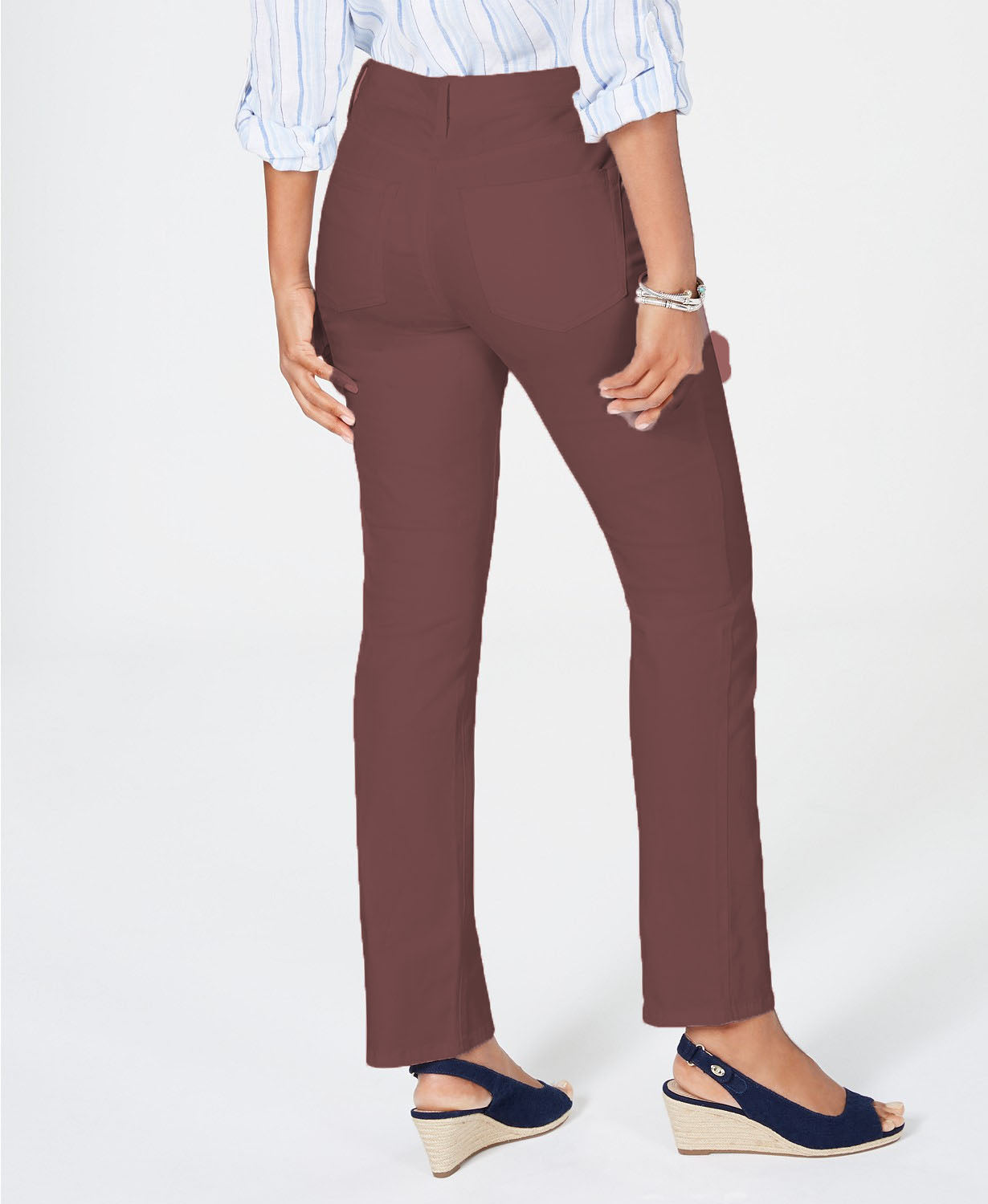 Calça jeans feminina Charter Club Petite Lexington com perna reta, tamanho 6P, vinho