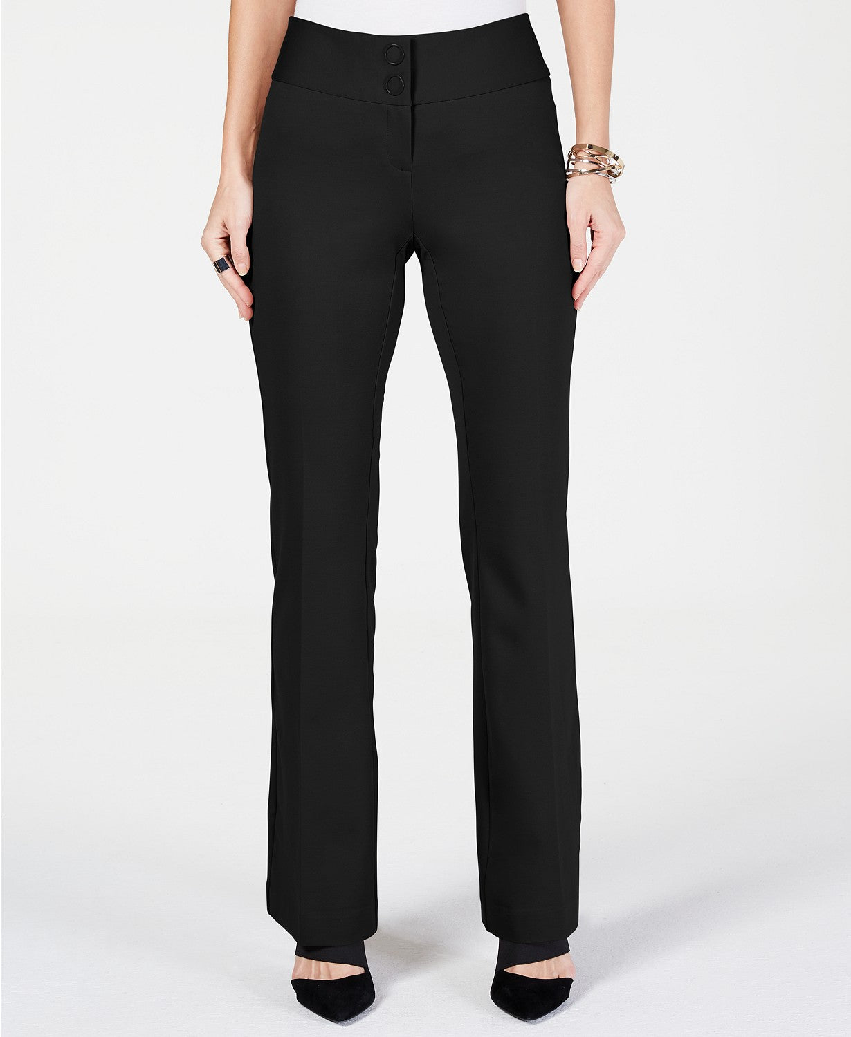 Calça Alfani Masculina Petite com Cintura Alta Preta Tamanho 6