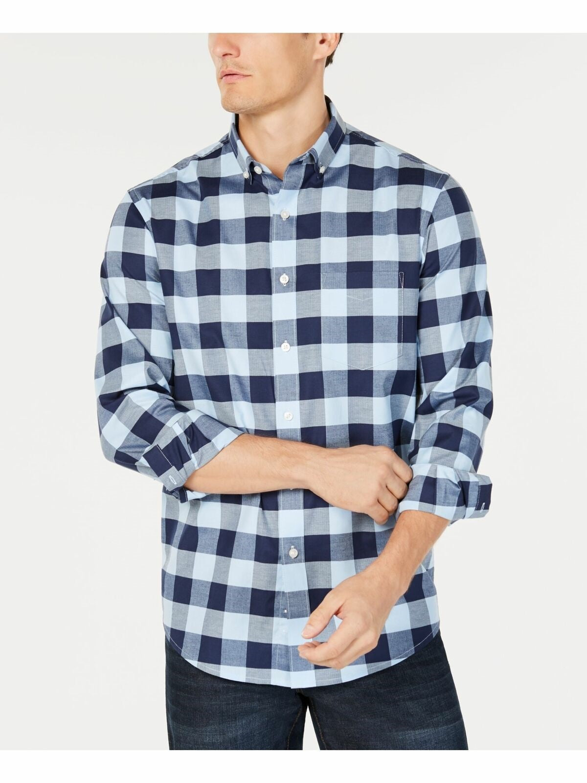 Moletom de lã com blocos de cores e zíper de um quarto masculino Club Room, azul, tamanho extra grande