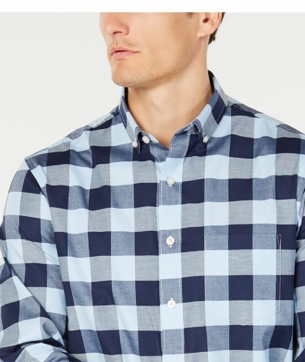 Moletom de lã com blocos de cores e zíper de um quarto masculino Club Room, azul, tamanho extra grande
