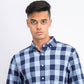 Camisa xadrez com bolso espinha de peixe masculina Club Room, azul, tamanho pequeno