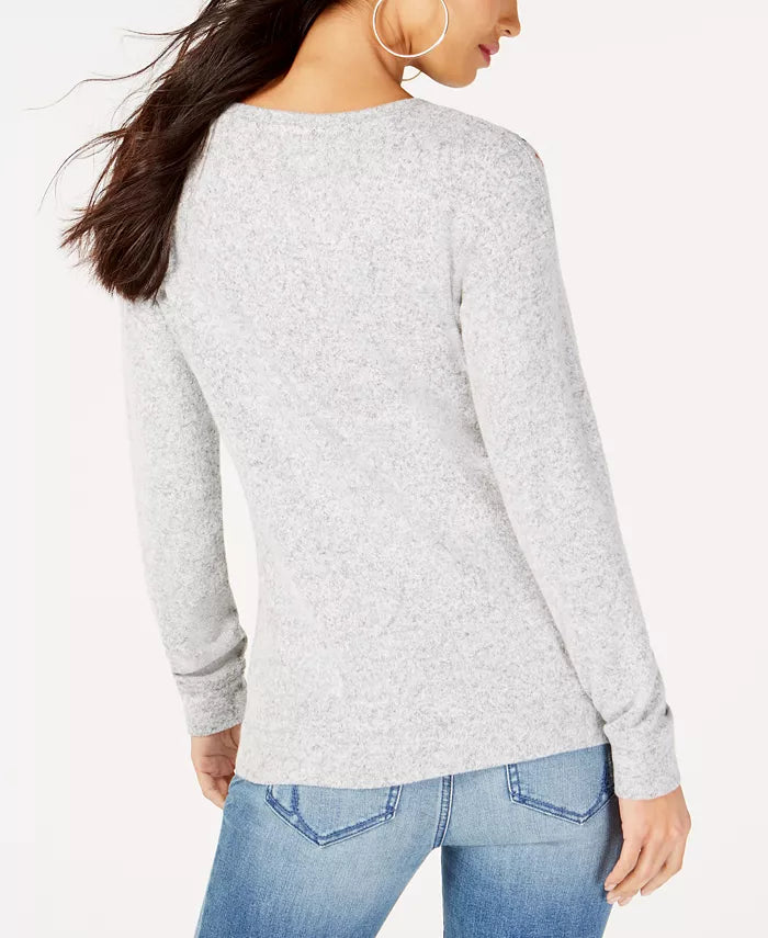 Blusa de malha com lantejoulas feminina INC International Concepts, cinza, tamanho 2, extra grande