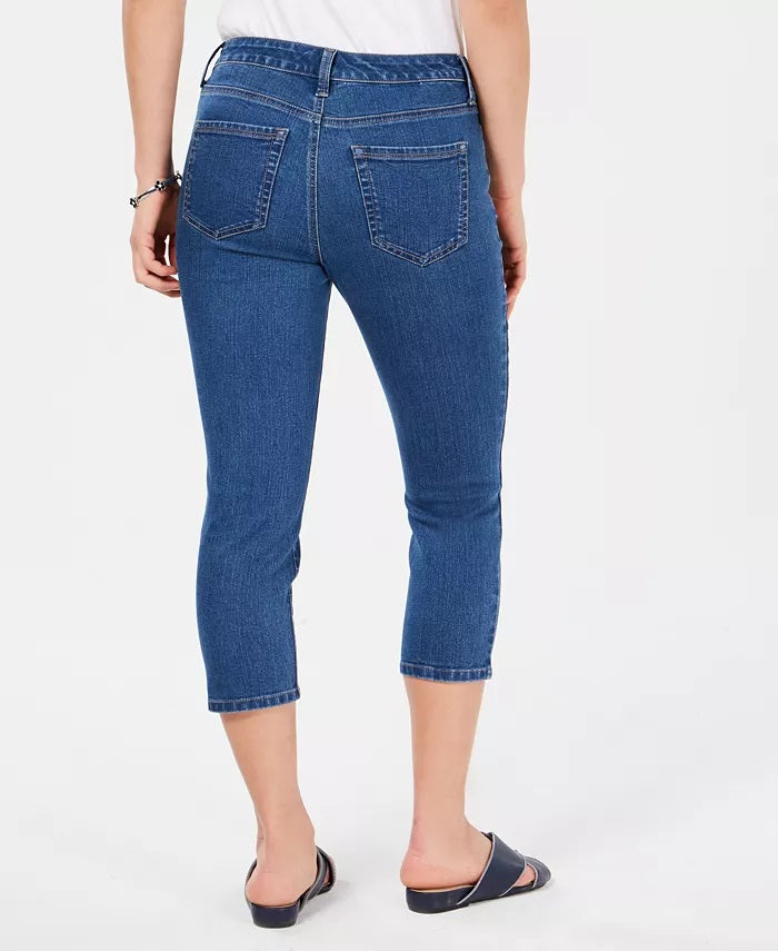 Calça jeans feminina Charter Club Tummy-Control Bristol Capri Azul Tamanho 18