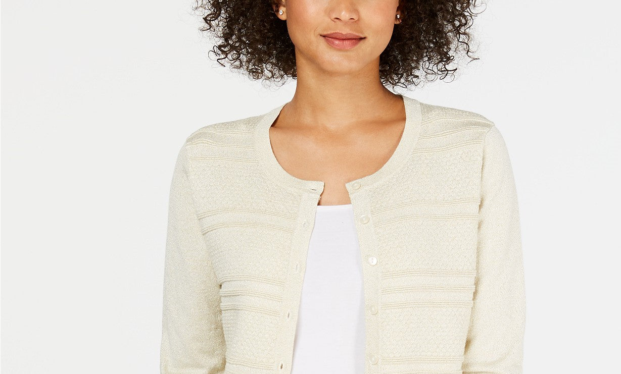 Cardigan feminino texturizado de lurex Charter Club, marrom, tamanho XX-G