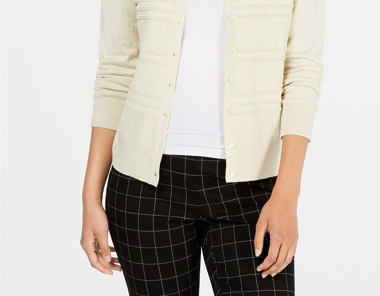 Cardigan feminino texturizado de lurex Charter Club, marrom, tamanho XX-G