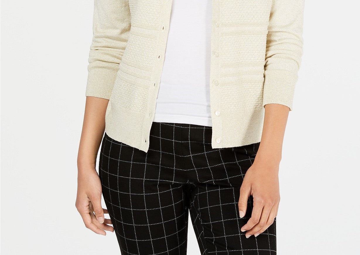 Cardigan feminino texturizado de lurex Charter Club, marrom, tamanho grande